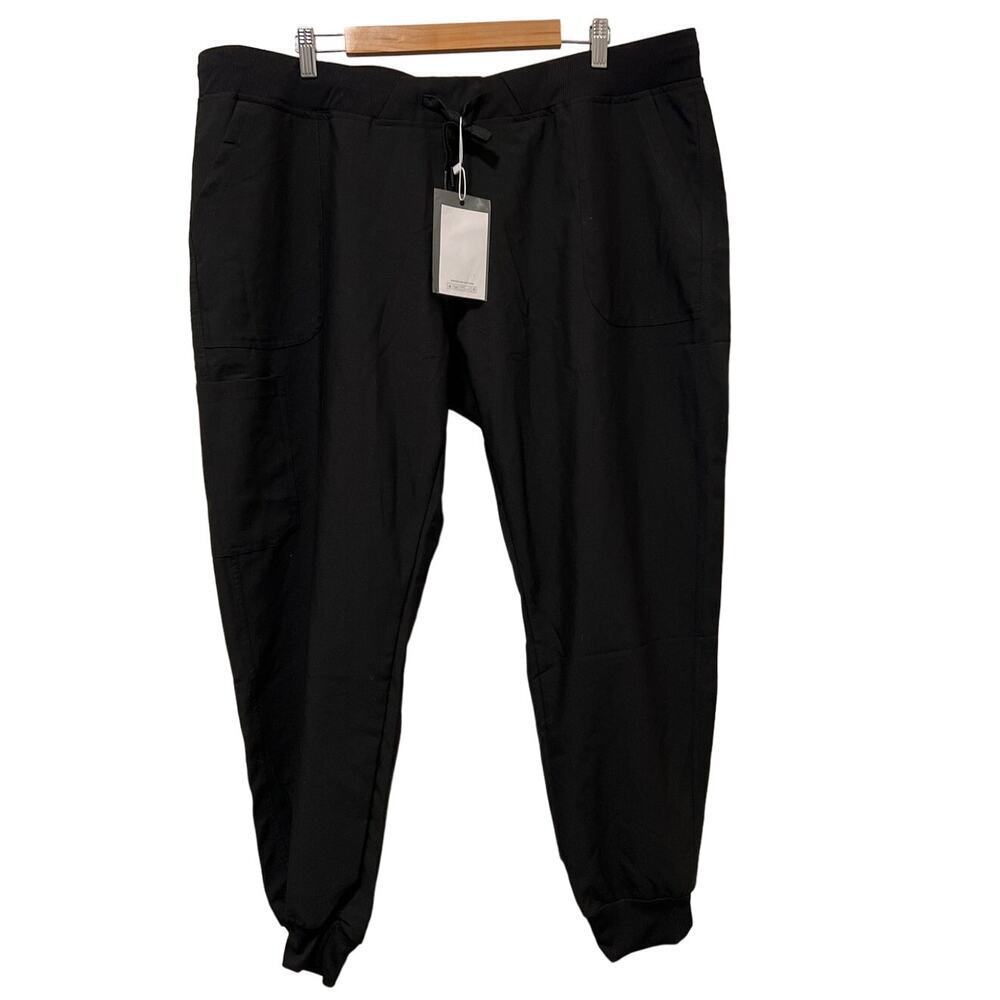 Women's Black Drawstring Waist Jogger Pants with Pockets NWT Size 2XL